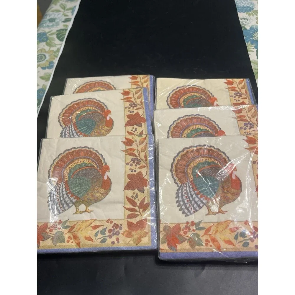 Hallmark Turkey Thanksgiving Napkins 3-ply Paper 6pks (96 Total)